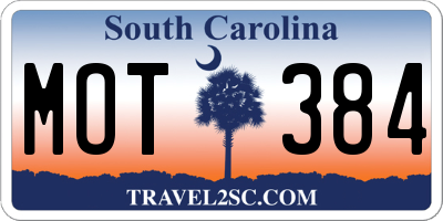 SC license plate MOT384