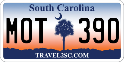 SC license plate MOT390