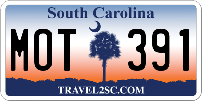SC license plate MOT391
