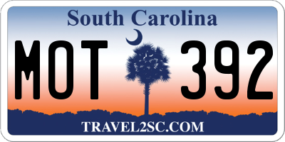 SC license plate MOT392