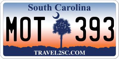 SC license plate MOT393