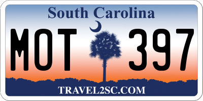SC license plate MOT397