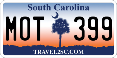 SC license plate MOT399
