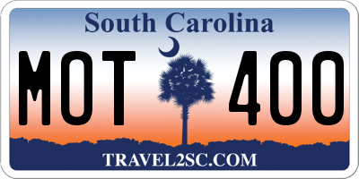 SC license plate MOT400