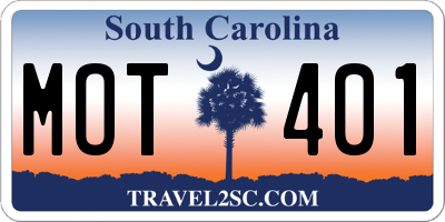 SC license plate MOT401