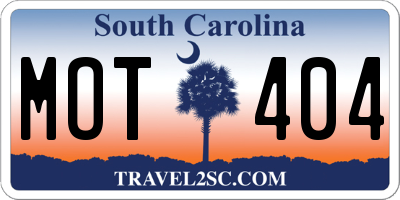 SC license plate MOT404