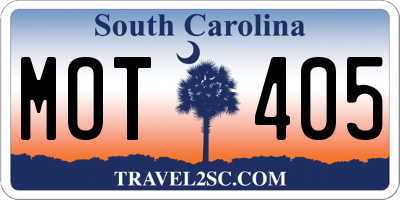 SC license plate MOT405