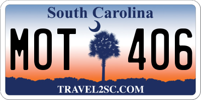SC license plate MOT406