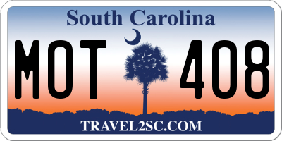 SC license plate MOT408