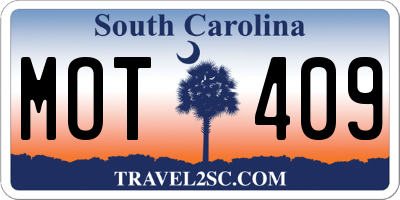 SC license plate MOT409