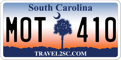 SC license plate MOT410