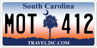 SC license plate MOT412