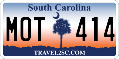 SC license plate MOT414