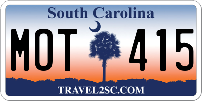 SC license plate MOT415