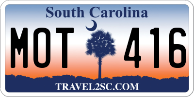 SC license plate MOT416