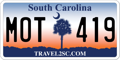 SC license plate MOT419