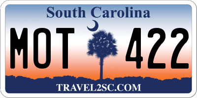 SC license plate MOT422