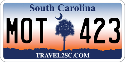 SC license plate MOT423