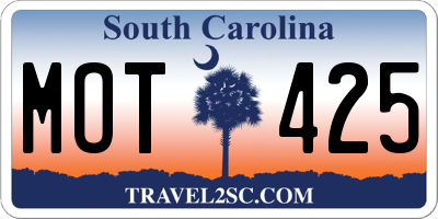 SC license plate MOT425