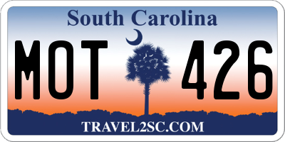 SC license plate MOT426