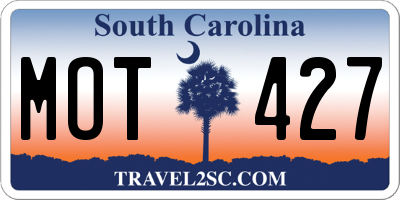 SC license plate MOT427
