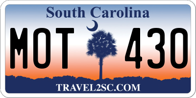 SC license plate MOT430