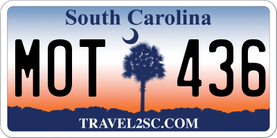 SC license plate MOT436