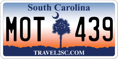 SC license plate MOT439