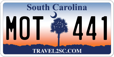 SC license plate MOT441