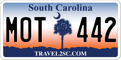 SC license plate MOT442