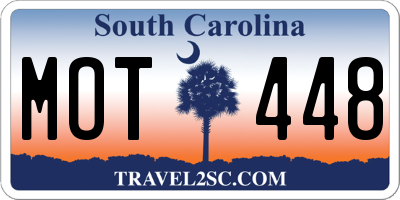 SC license plate MOT448