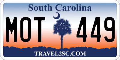 SC license plate MOT449
