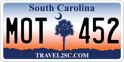 SC license plate MOT452