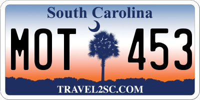 SC license plate MOT453