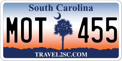 SC license plate MOT455