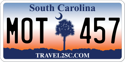 SC license plate MOT457