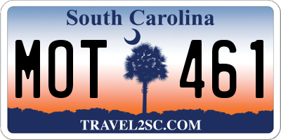 SC license plate MOT461