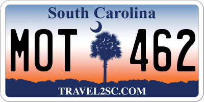 SC license plate MOT462