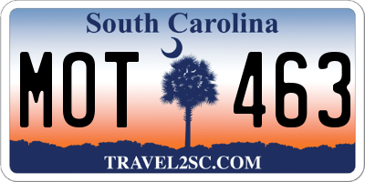 SC license plate MOT463