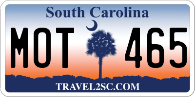 SC license plate MOT465