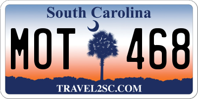 SC license plate MOT468