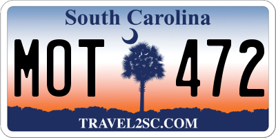 SC license plate MOT472