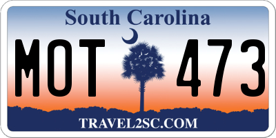 SC license plate MOT473