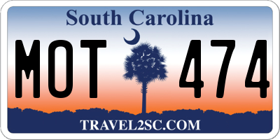 SC license plate MOT474