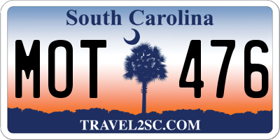 SC license plate MOT476