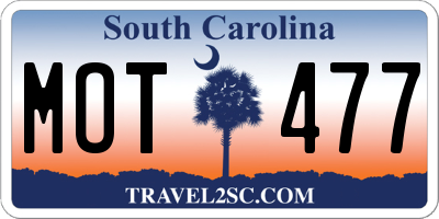 SC license plate MOT477