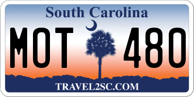 SC license plate MOT480