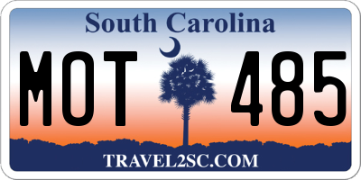 SC license plate MOT485