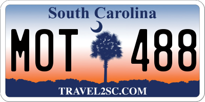 SC license plate MOT488