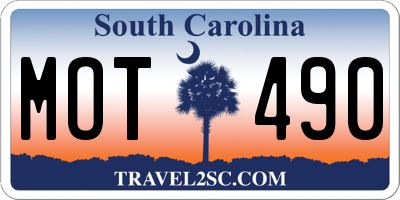 SC license plate MOT490